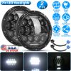 2Pcs 7In 75W Round LED Headlight 3500LM Halo Car Headlamp with DRL High Low Beam for Jeep Wrangler TJ JK CJ with H4 to H13 Adapters Plug and Play