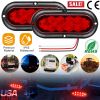 2Pcs Oval LED Brake Light 10LEDs Lamp Stop Turn Tail Light IP65 Waterproof Oval Red Trailer Tail Light for Trunk Jeep RV etc.