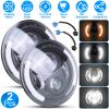 2Pcs 7In 40W Round LED Headlights 3800LM Halo Car Headlamp with DRL Turn Light High Low Beam Fit for Honda Yamaha Motorcycle Jeep Wrangler TJ JK CJ