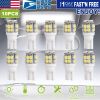 10Pcs 12V T10 LED Light Bulb Wedge Base Interior Dome Map LED Lights License Plate Trunk Side Positioning Lights 6000K White