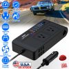 200W 12V Car Inverter DC12V to AC110V Vehicle Power Converter with 2 110V AC Outlets 1 Type-C 3 USB Ports Quick Charge Overheat Protection Voltage Dis