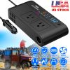 200W 12V Car Inverter DC12V to AC110V Vehicle Power Converter with 2 110V AC Outlets 1 Type-C 3 USB Ports Quick Charge Overheat Protection Voltage Dis