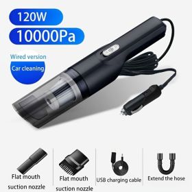 Home Car Vacuum Cleaner, 120W 10000Pa Rechargeable Handheld Black Wired Charging Multi-function Cleaning Accessories For Car Interior home