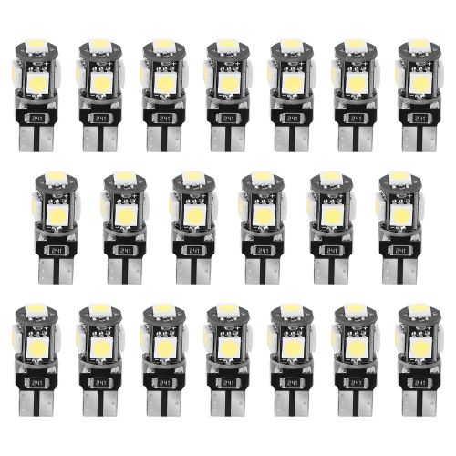20Pcs T10 SMD5050 LED Light Bulbs 6000K Wedge Light Lamps Dome Map License Plate Car Interior Festoon Lights Kits
