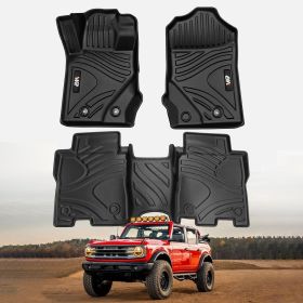 3PCS Car Floor Mats for 2021-2023 Ford Bronco 3D TPE All-Weather Floor Mats - Full Set Interior Car Accessories All-Weather