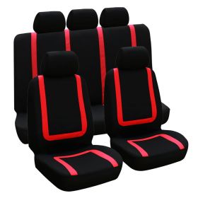 9Pcs Full Set Car Seat Covers For Auto Truck SUV Universal Front Rear Car Seats Headrest Protectors Split Bench Compatible (Option: CarSeatCoverRed)